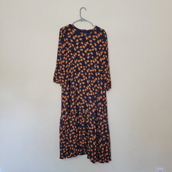 J Crew flowy tiered midi dress in poppy fields AR650 size 14 - Picture 2 of 7